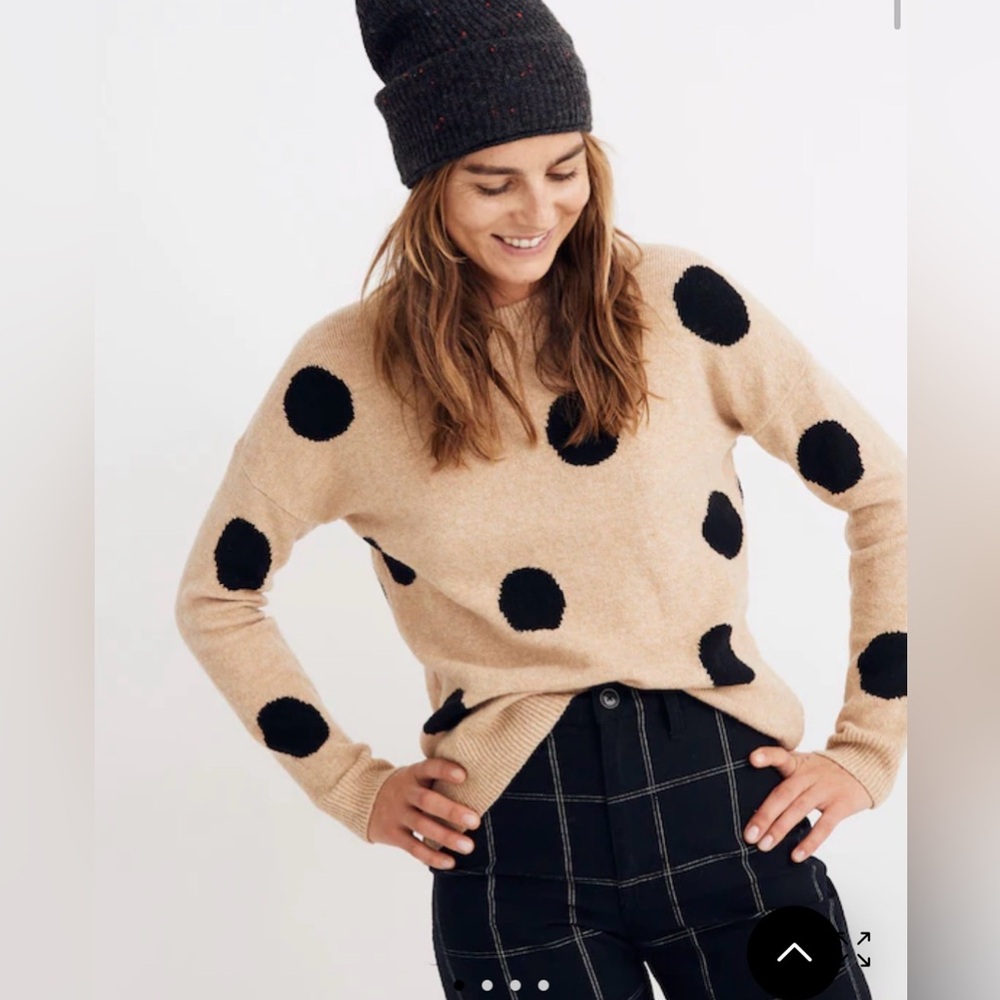 Madewell Dot Graystone Pullover Sweater in Coziest Yarn Black Tan